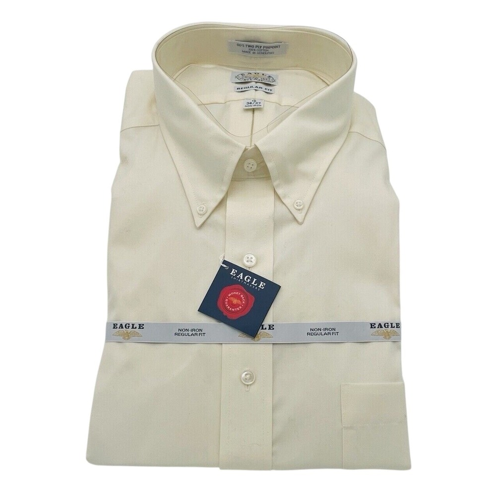 Eagle Shirtmakers Mens 18 36/37 Reg Fit Non-Iron Cotton‎ Dress Shirt Corn Silk